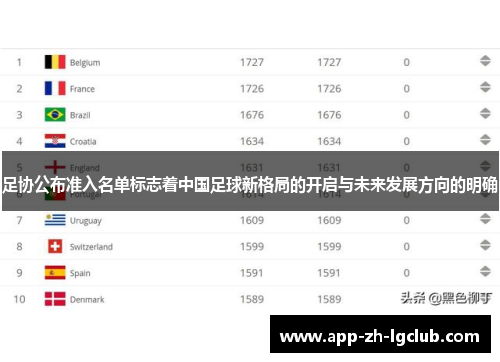 足协公布准入名单标志着中国足球新格局的开启与未来发展方向的明确